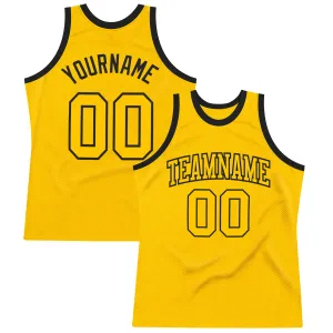 Custom Gold Gold-Black Authentic Throwback Basketball Jersey