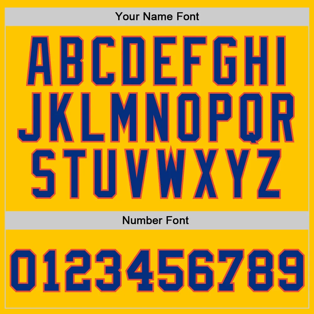 Custom Gold Royal-Orange Authentic Throwback Basketball Jersey