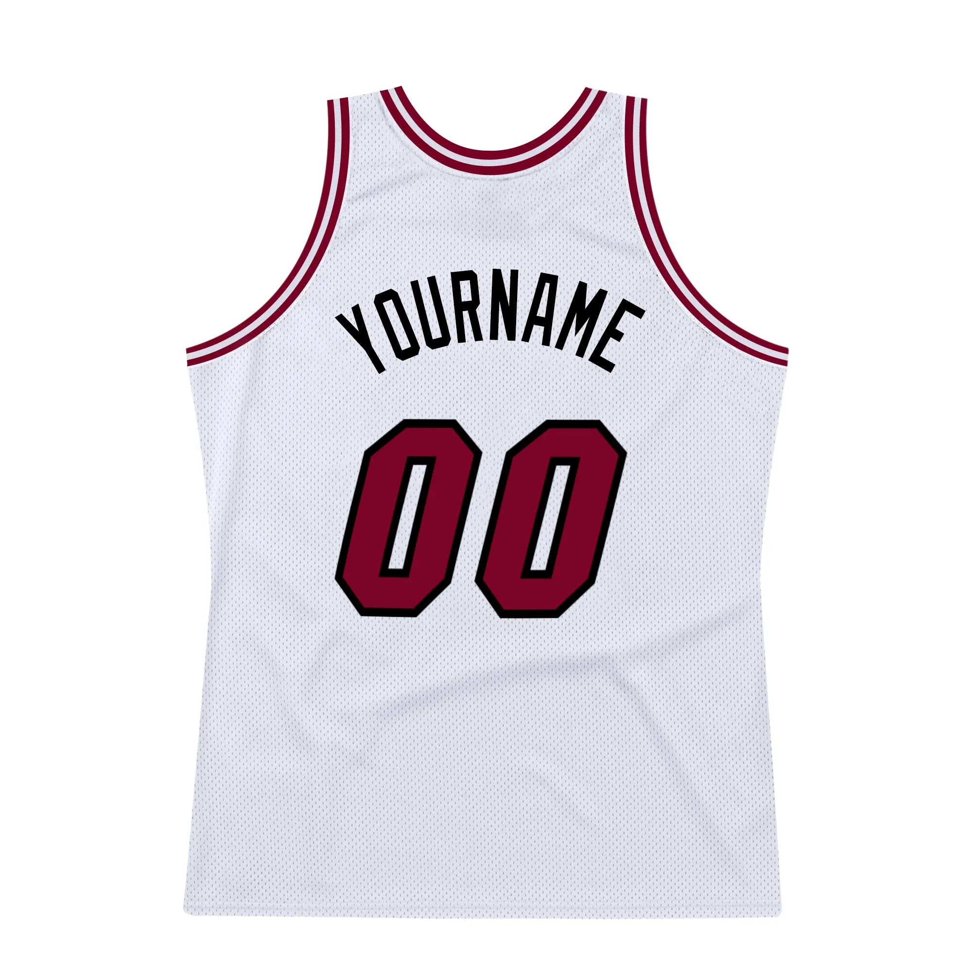 Custom White Maroon-Black Authentic Throwback Basketball Jersey