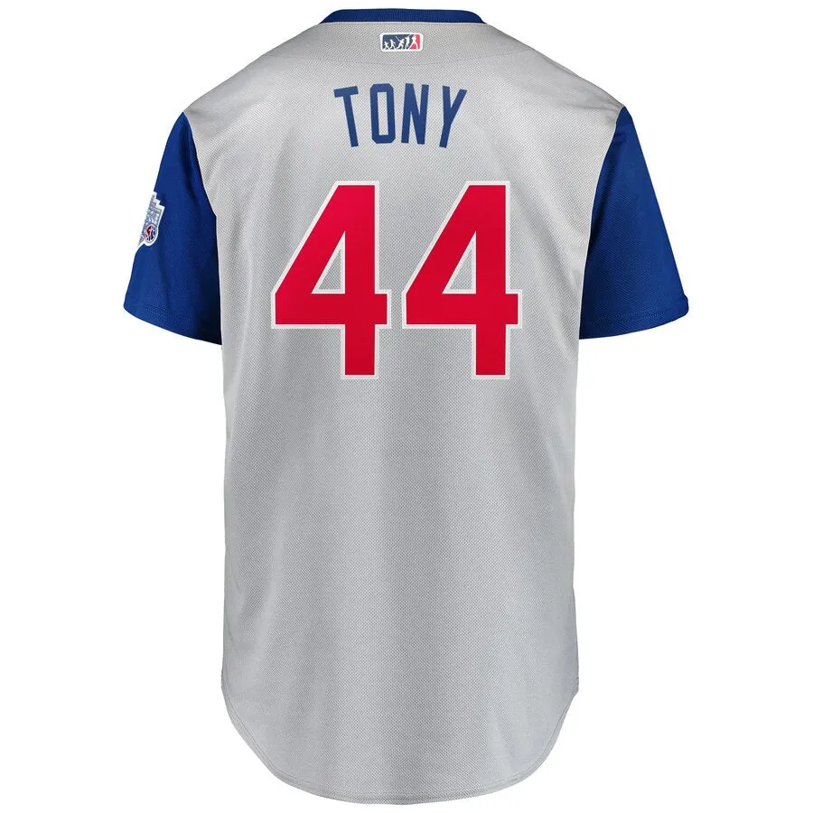 Men's Chicago Cubs Anthony Rizzo "Tony" Majestic Gray 2019 MLB Little League Classic Replica Player Jersey