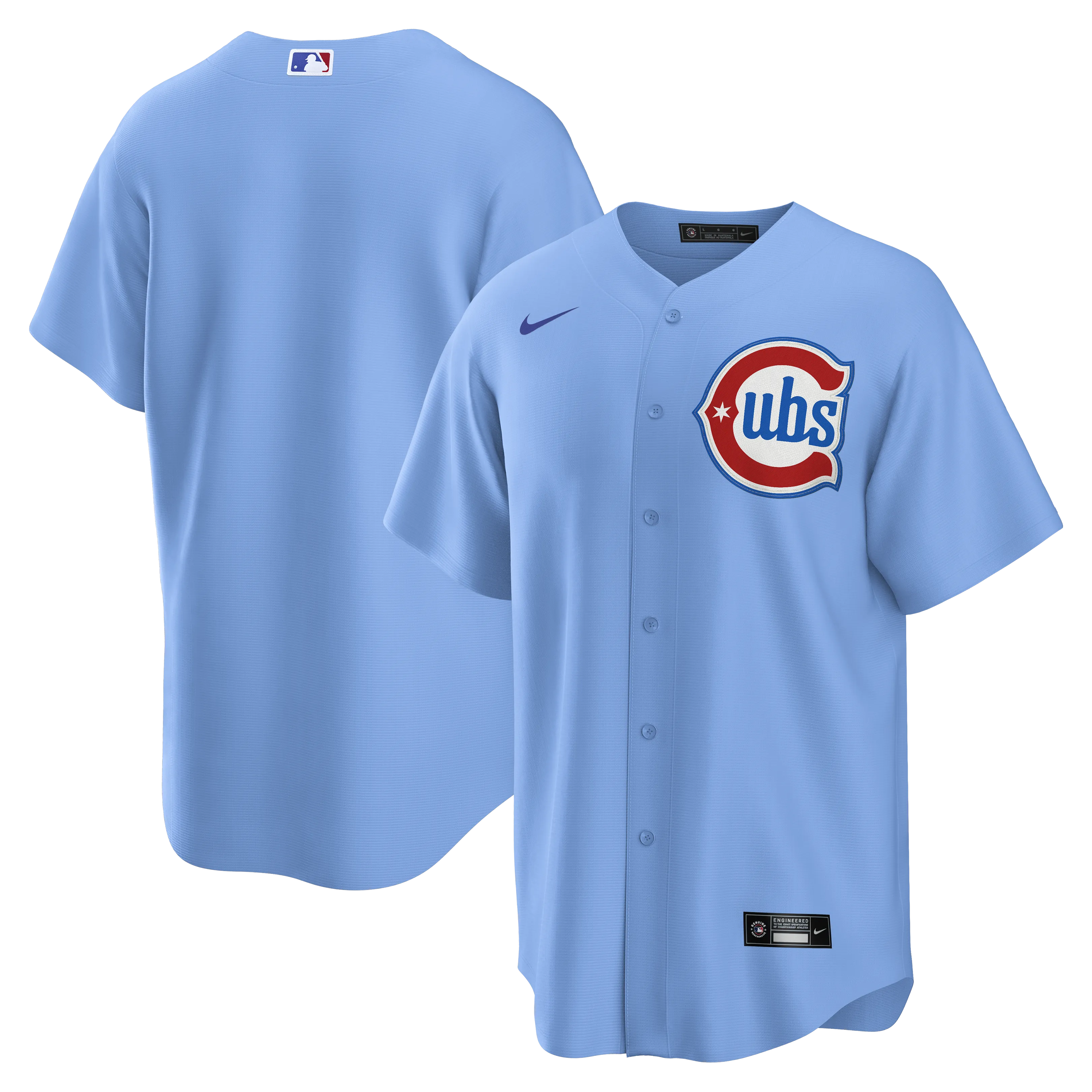 Men's Chicago Cubs Nike Light Blue 2nd Alternate Blank Replica Jersey