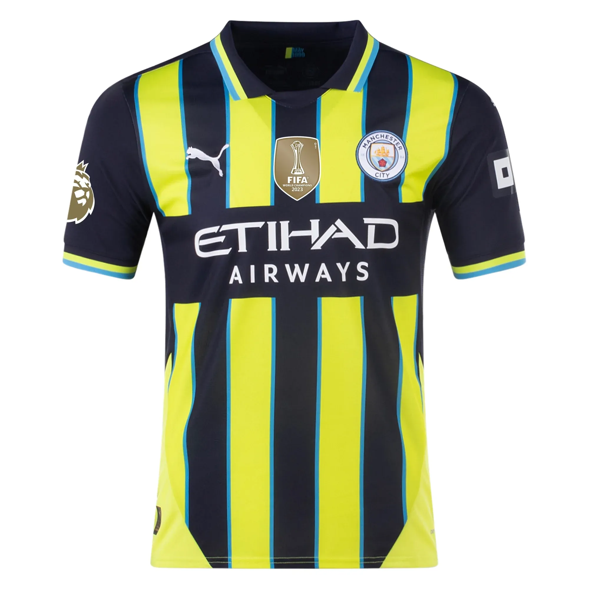 Puma Manchester City Julian Alvarez Away Jersey w/ EPL   Club World Cup Patch 24/25 (New Navy/Yellow Glow)