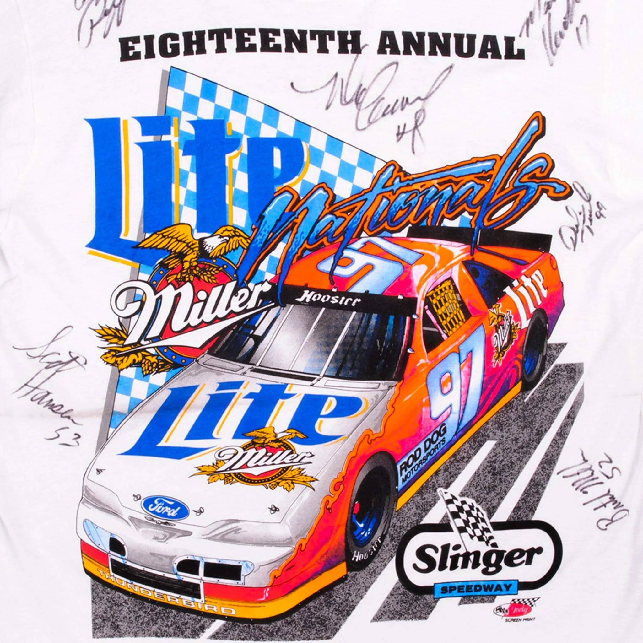 VINTAGE SIGNED NASCAR 18TH ANNUAL NATIONALS 1997 TEE SHIRT MEDIUM MADE IN USA