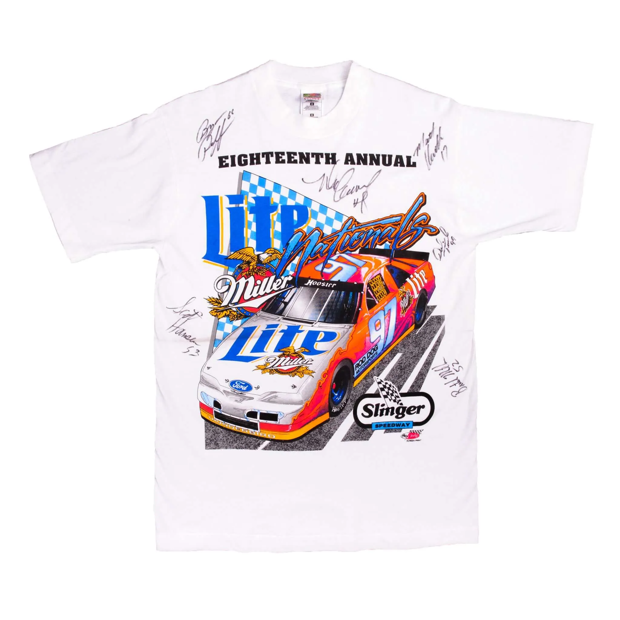 VINTAGE SIGNED NASCAR 18TH ANNUAL NATIONALS 1997 TEE SHIRT MEDIUM MADE IN USA